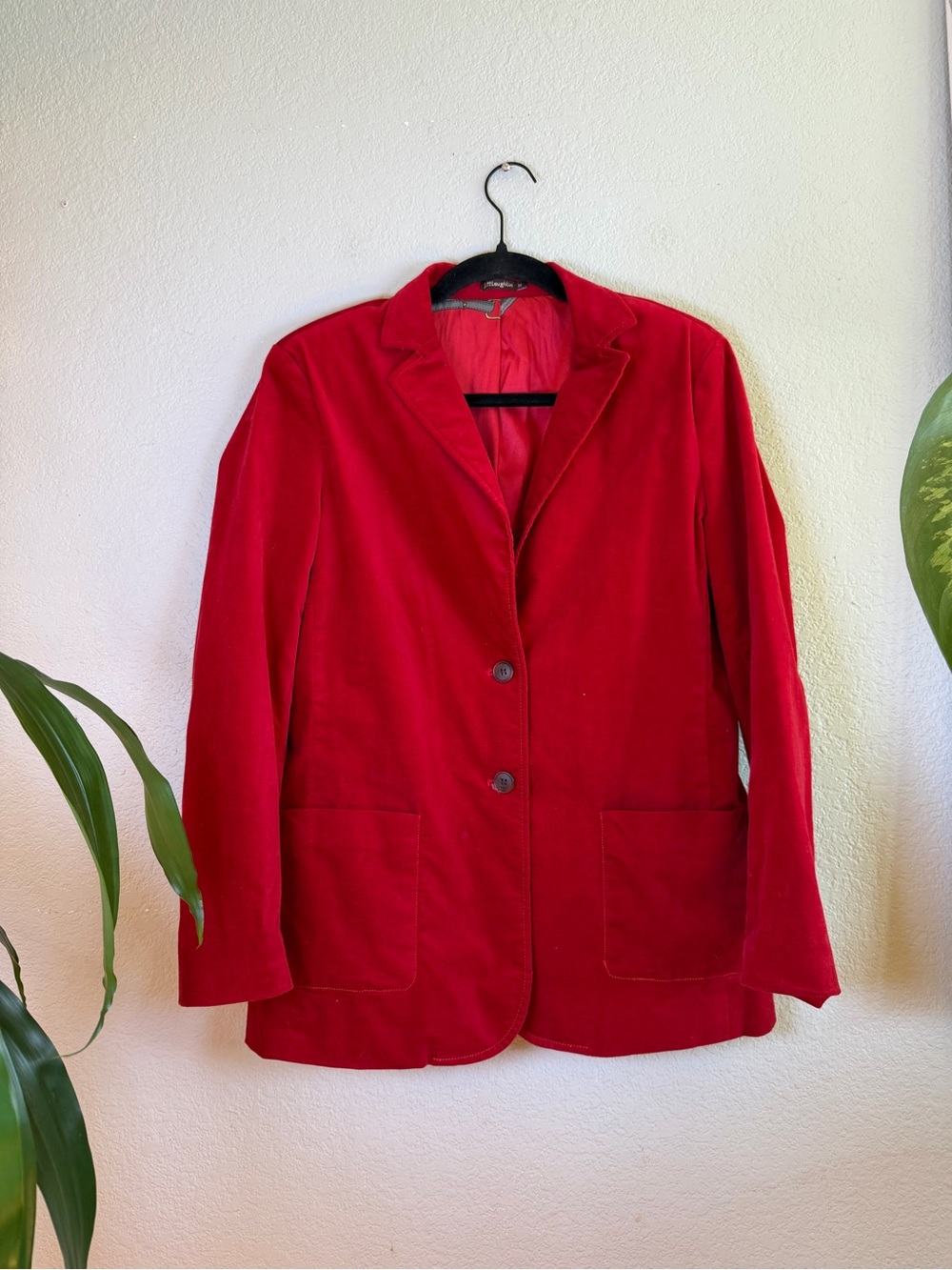 J McLaughlin Red Velvet Preppy Equestrian Theme Lined Romantic Academia Blazer M